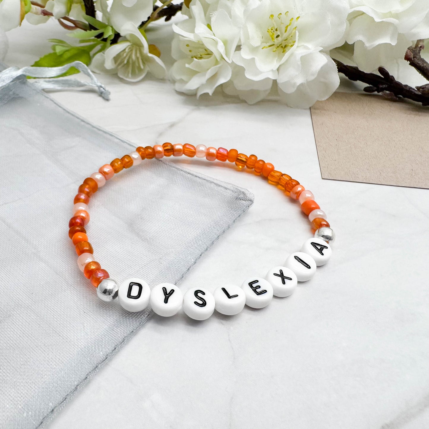 DYSLEXIA Medical Alert Bracelet - Glass Seed Beads