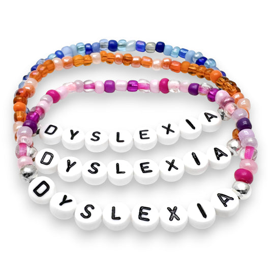 DYSLEXIA Medical Alert Bracelet - Glass Seed Beads