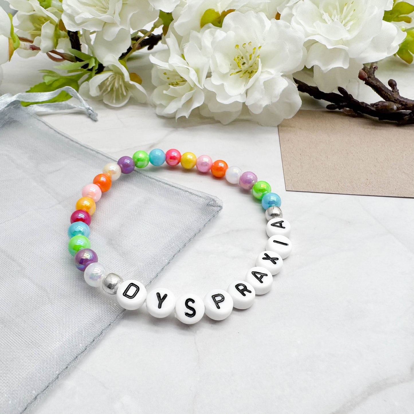 DYSPRAXIA Medical Alert Bracelet - Acrylic Letter Beads