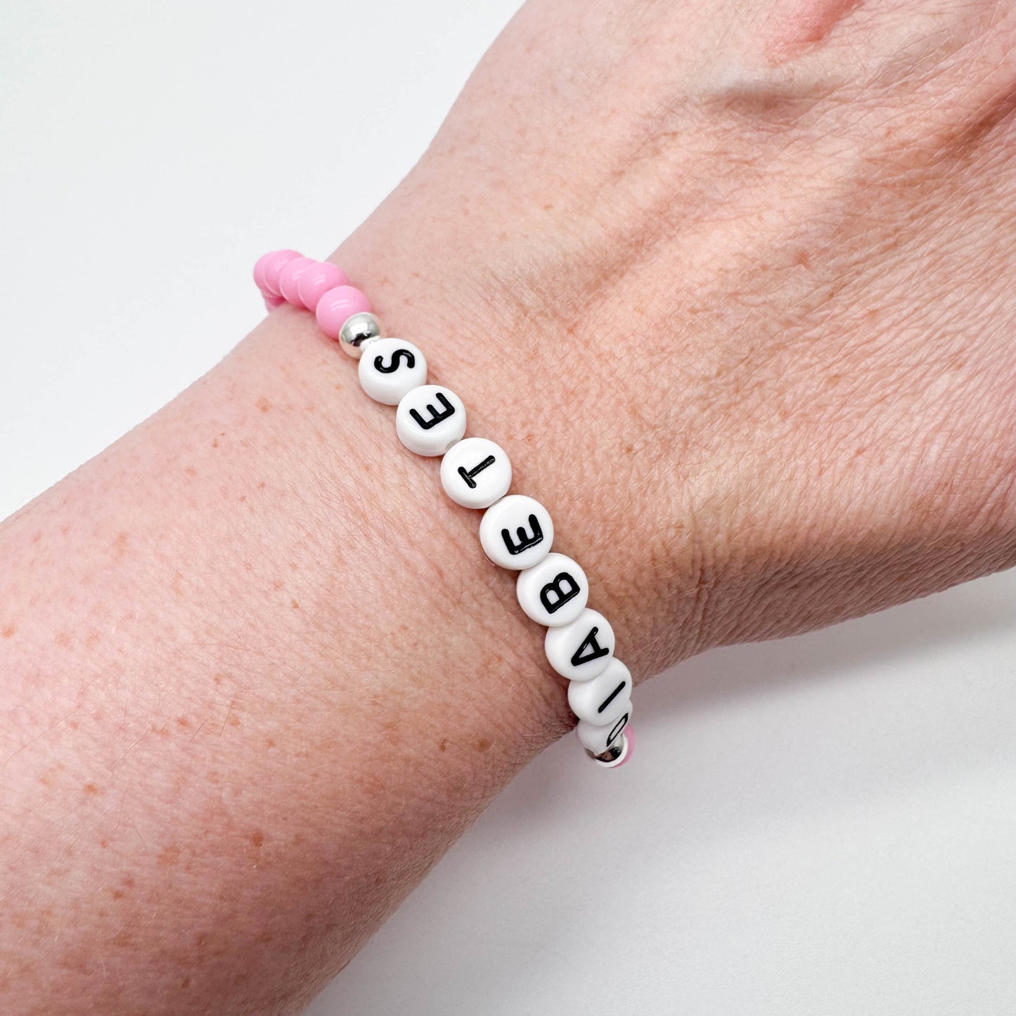 DIABETES Medical Alert Bracelet - Acrylic Letter Beads