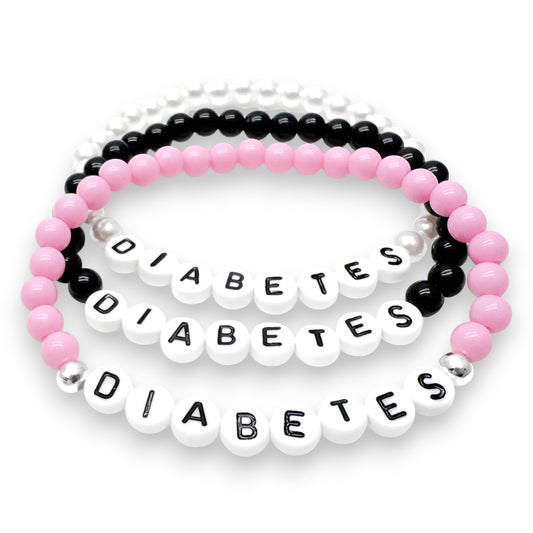DIABETES Medical Alert Bracelet - Acrylic Letter Beads