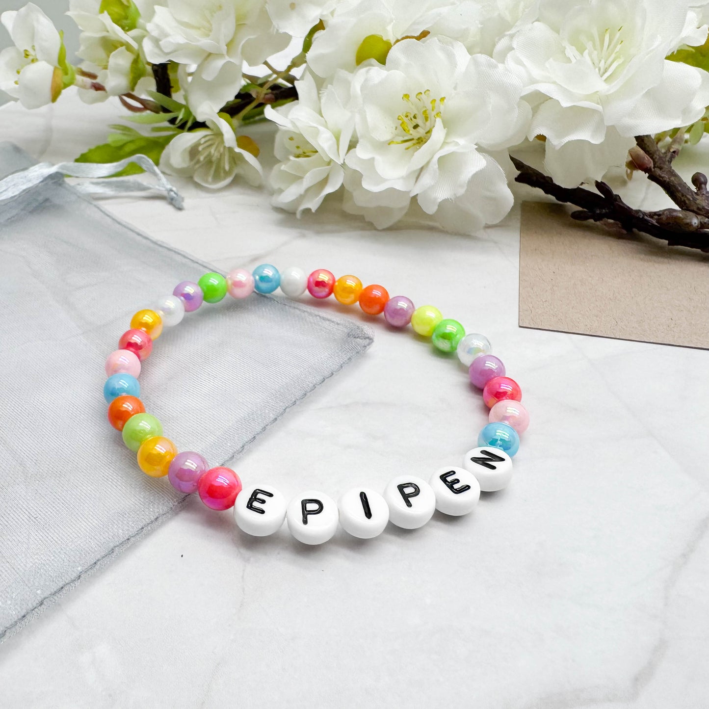 EPIPEN Medical Alert Bracelet - Acrylic Letter Beads