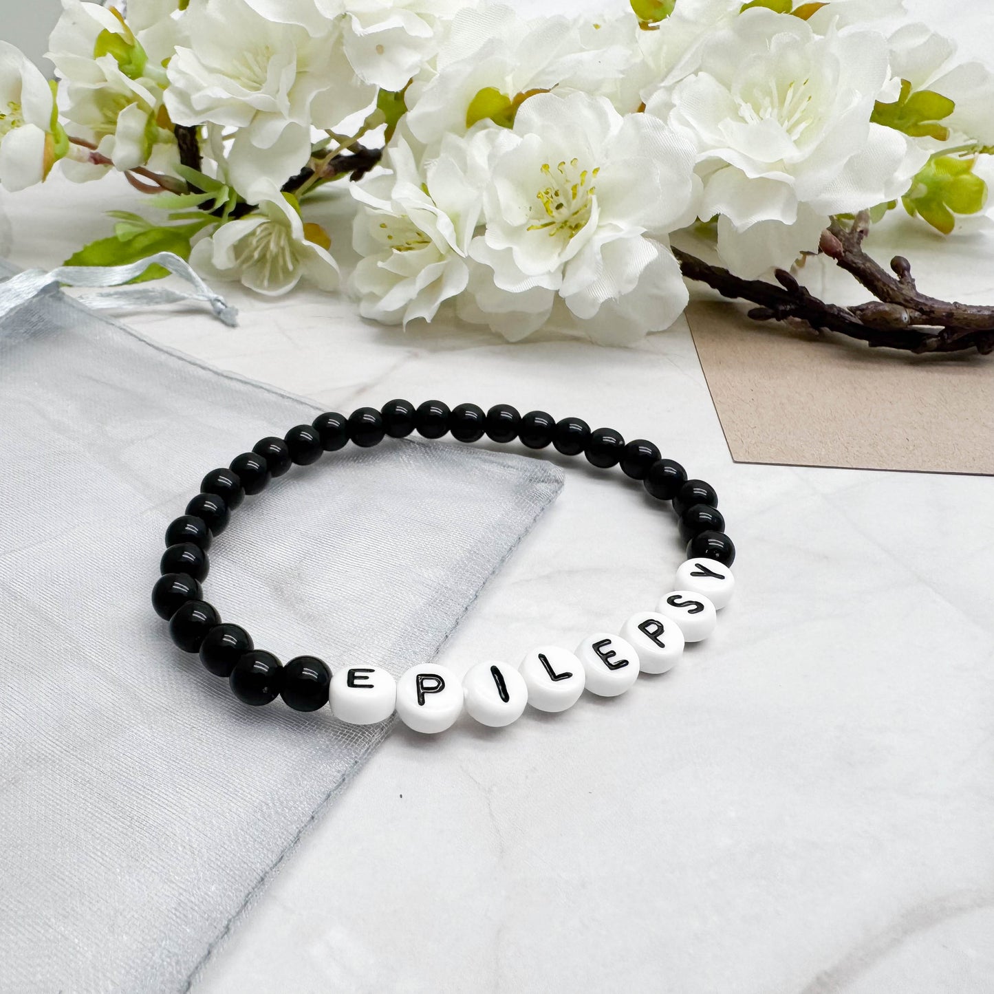 EPILEPSY Medical Alert Bracelet - Acrylic Letter Beads