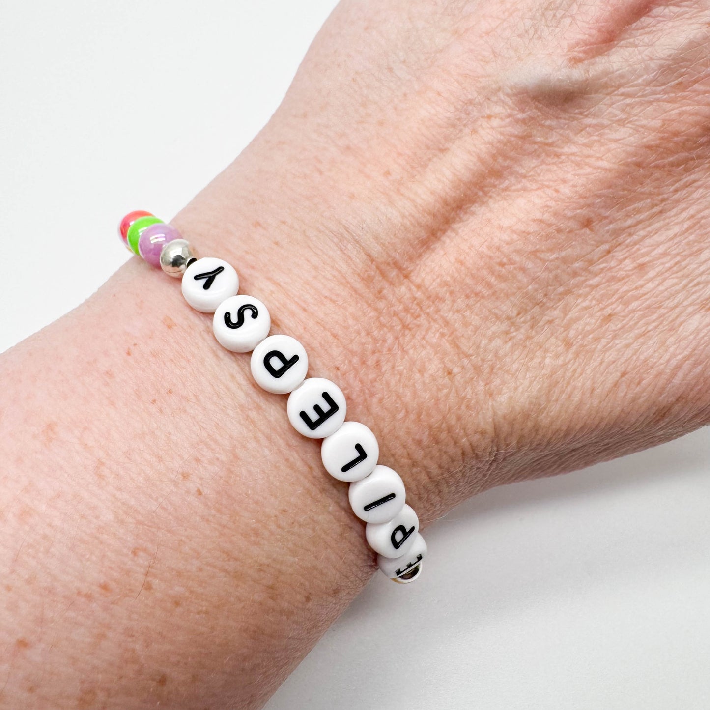 EPILEPSY Medical Alert Bracelet - Acrylic Letter Beads