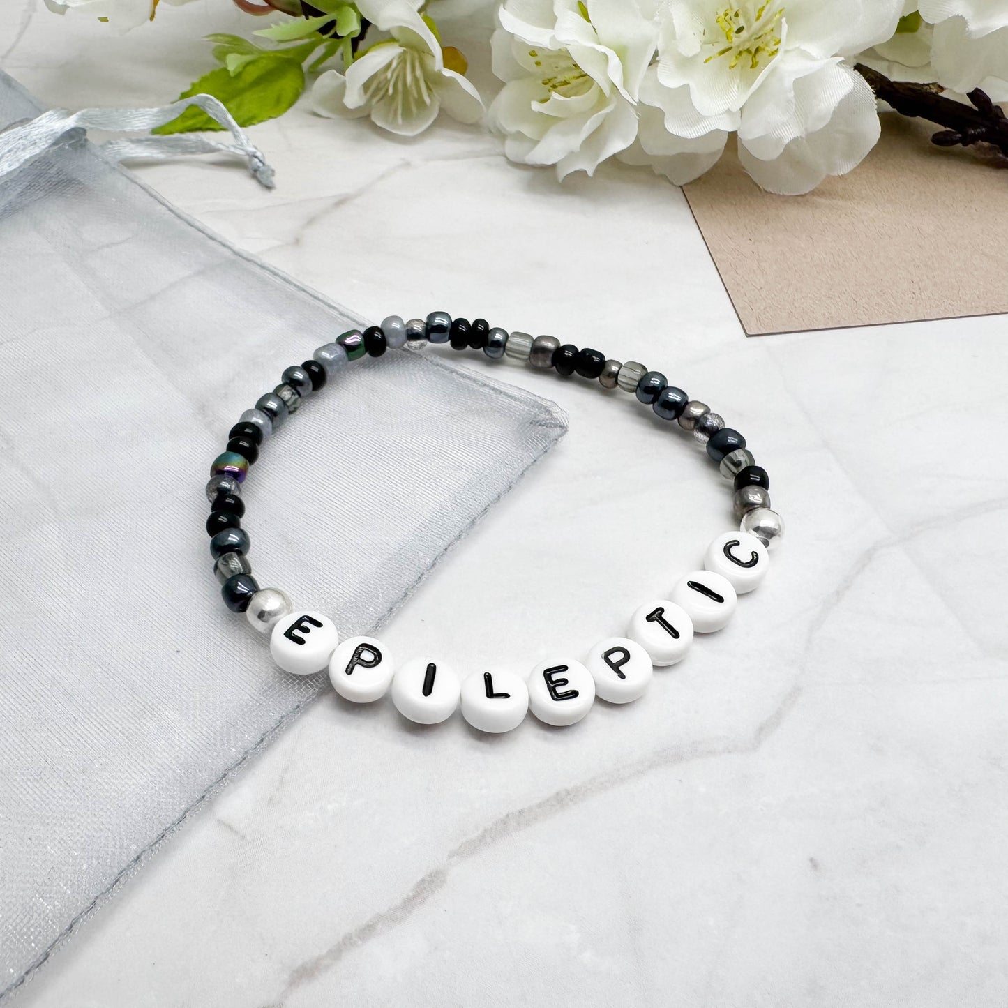 EPILEPTIC Medical Alert Bracelet - Glass Seed Beads