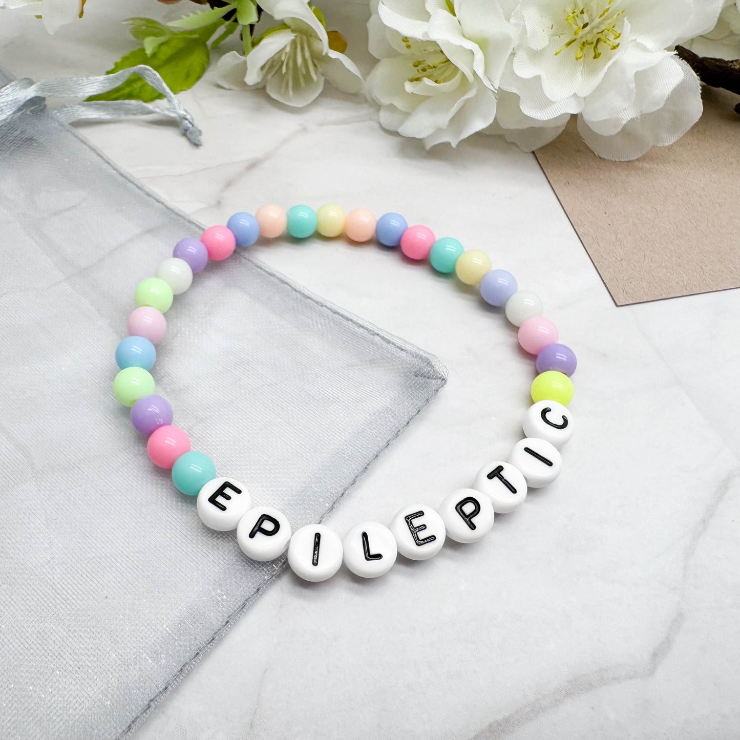 EPILEPTIC Medical Alert Bracelet - Acrylic Letter Beads