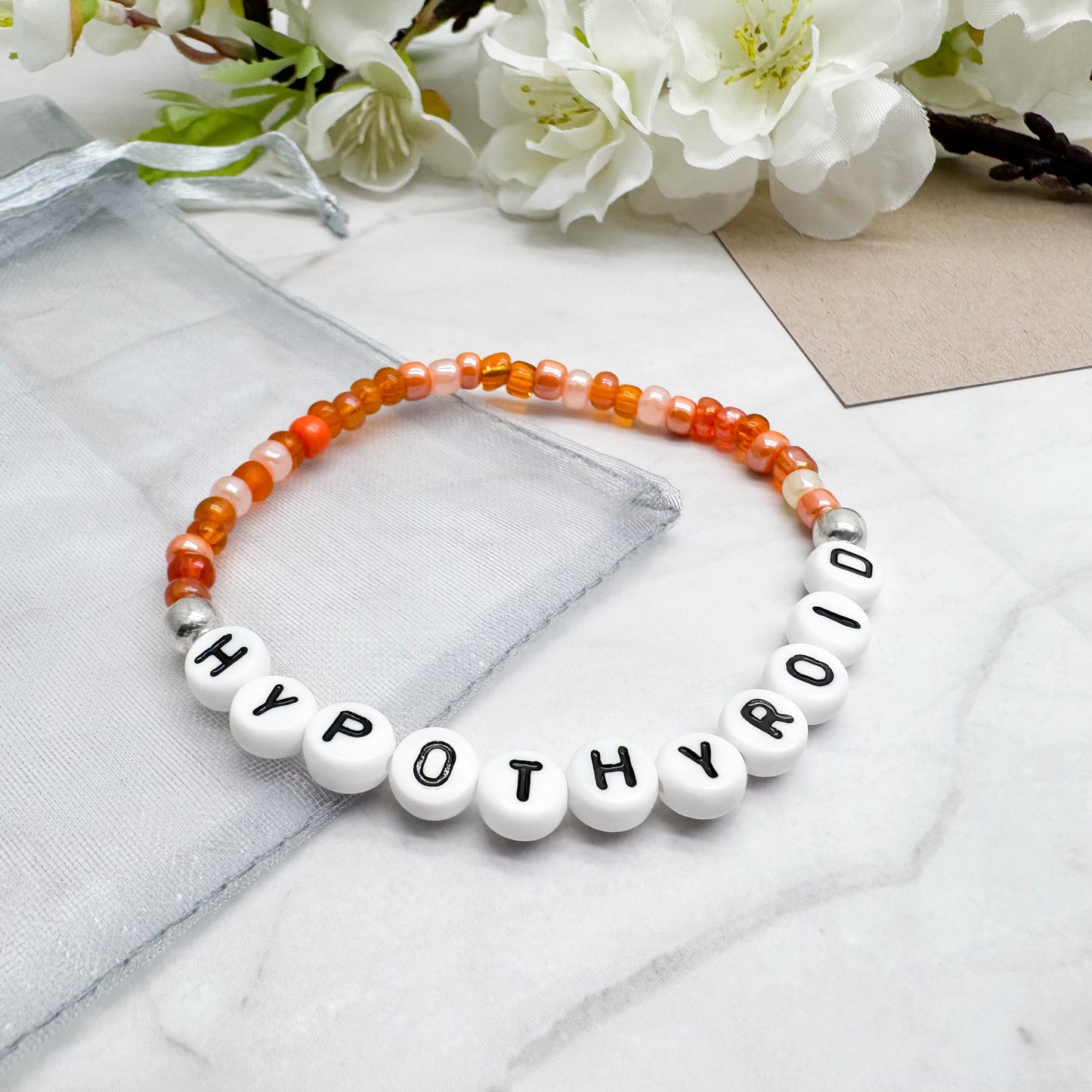 HYPOTHYROID Medical Alert Bracelet - Glass Seed Beads