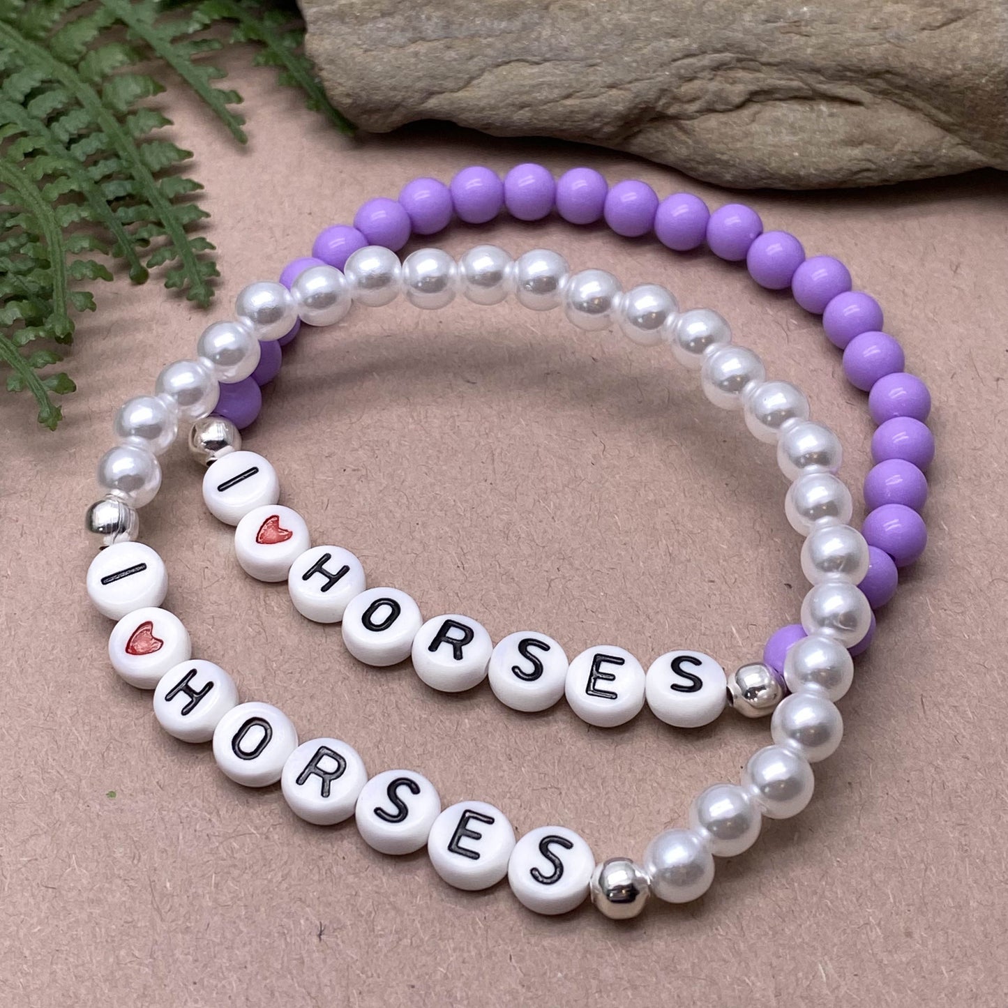 I LOVE HORSES Message Bracelet - Acrylic Letter Beads