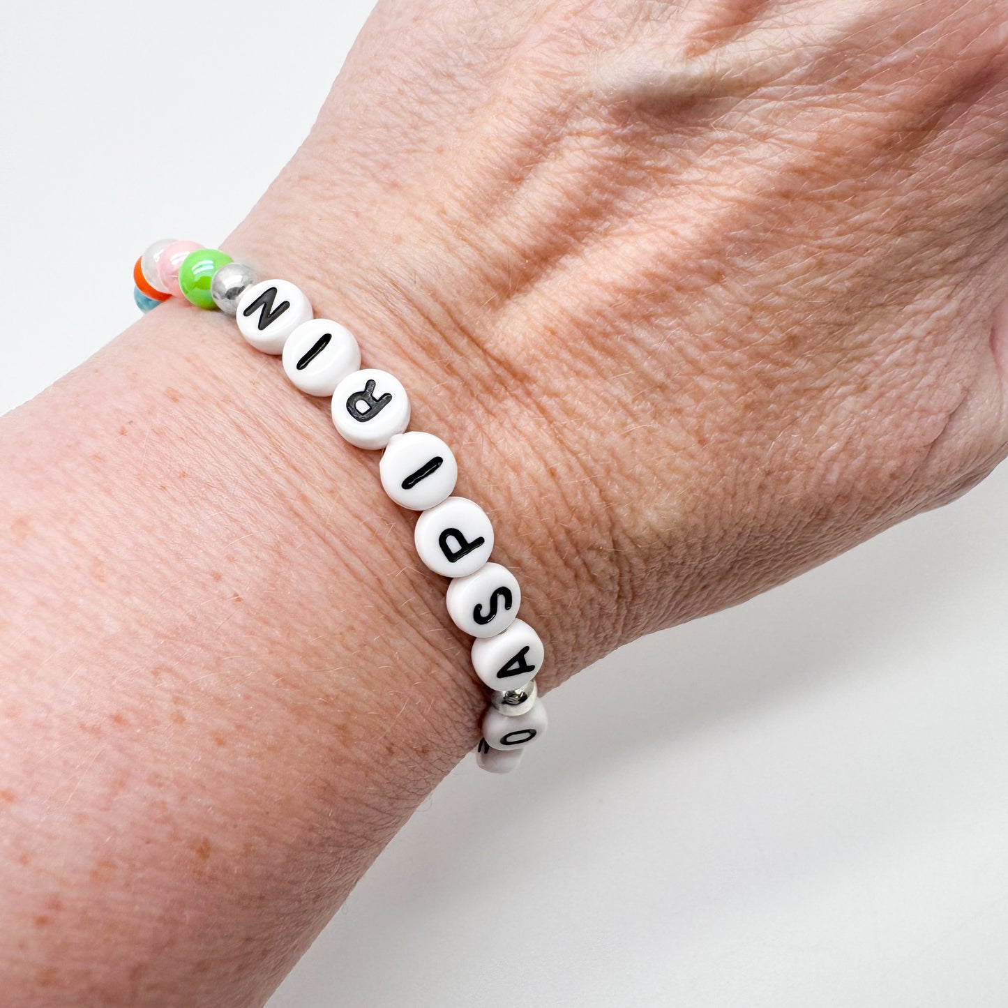 NO ASPIRIN Medical Alert Bracelet - Acrylic Letter Beads