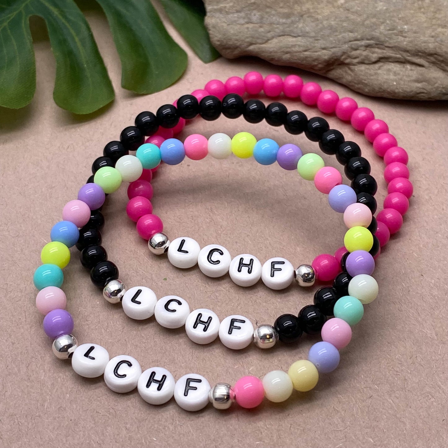 LCHF Awareness Bracelet - Acrylic Letter Beads