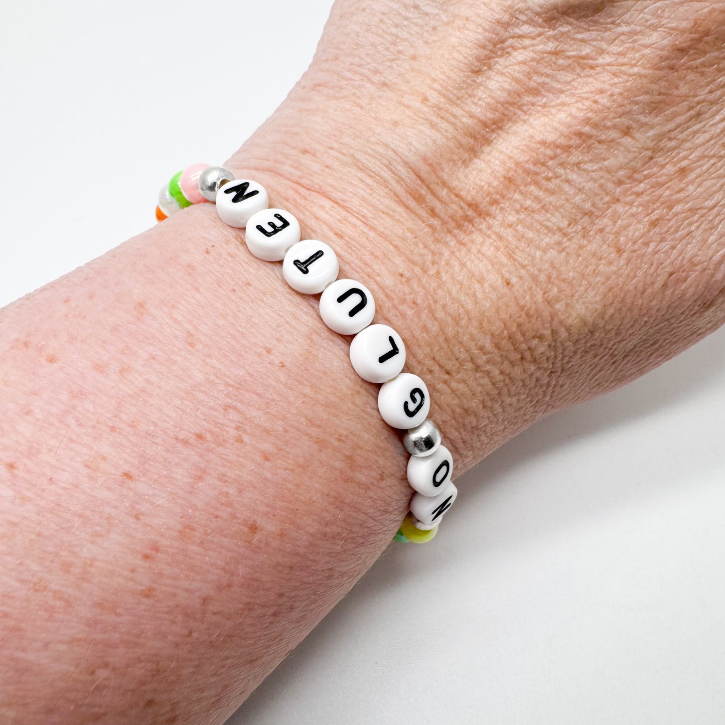 NO GLUTEN Medical Alert Bracelet – Acrylic Letter Beads