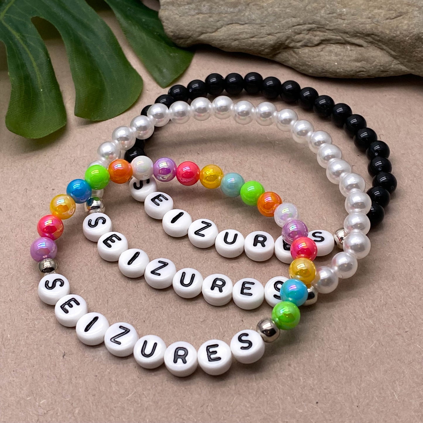 SEIZURES Medical Alert Bracelet - Acrylic Letter Beads