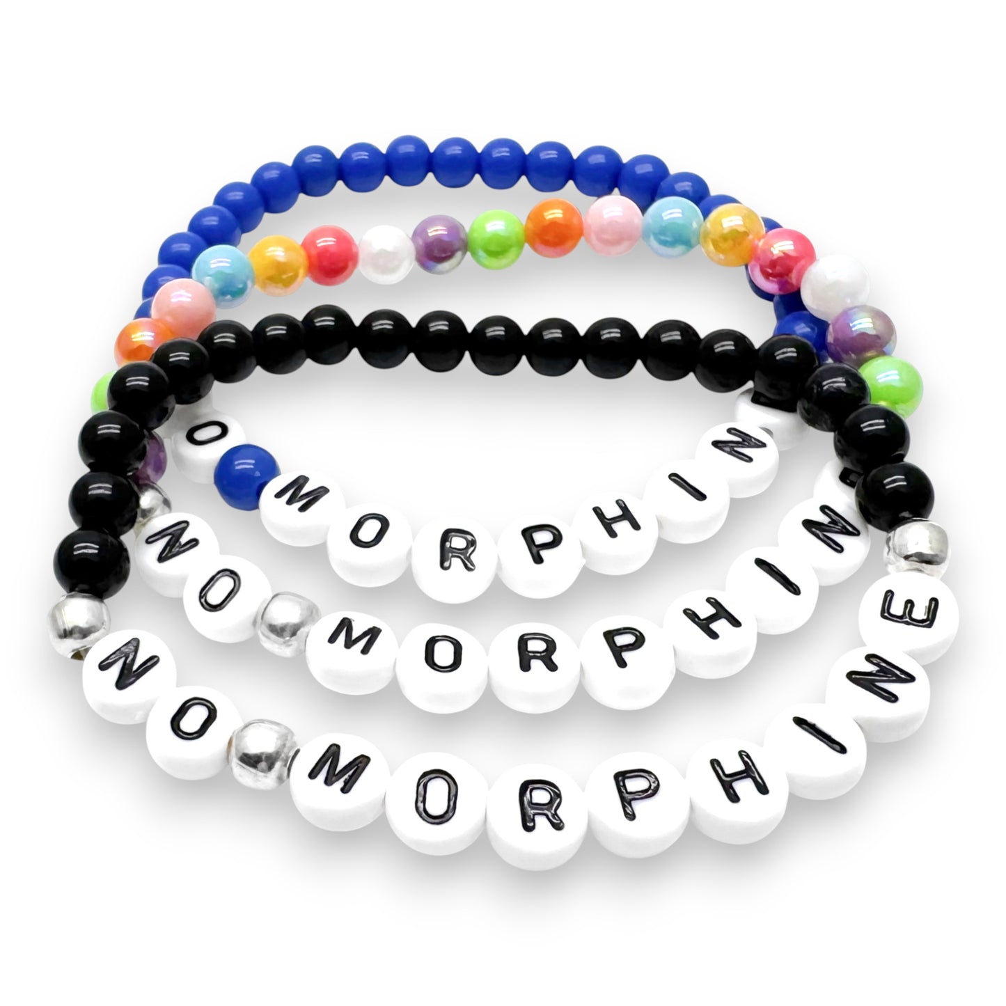NO MORPHINE Medical Alert Bracelet - Acrylic Letter Beads