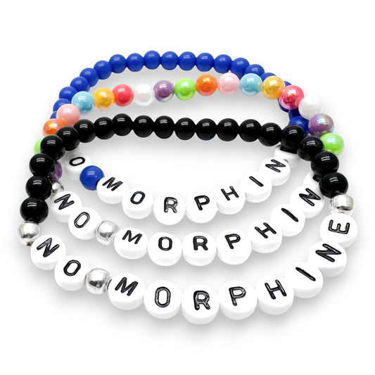 NO MORPHINE Medical Alert Bracelet - Acrylic Letter Beads