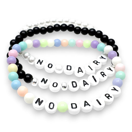 NO DAIRY Medical Alert Bracelet - Acrylic Letter Beads