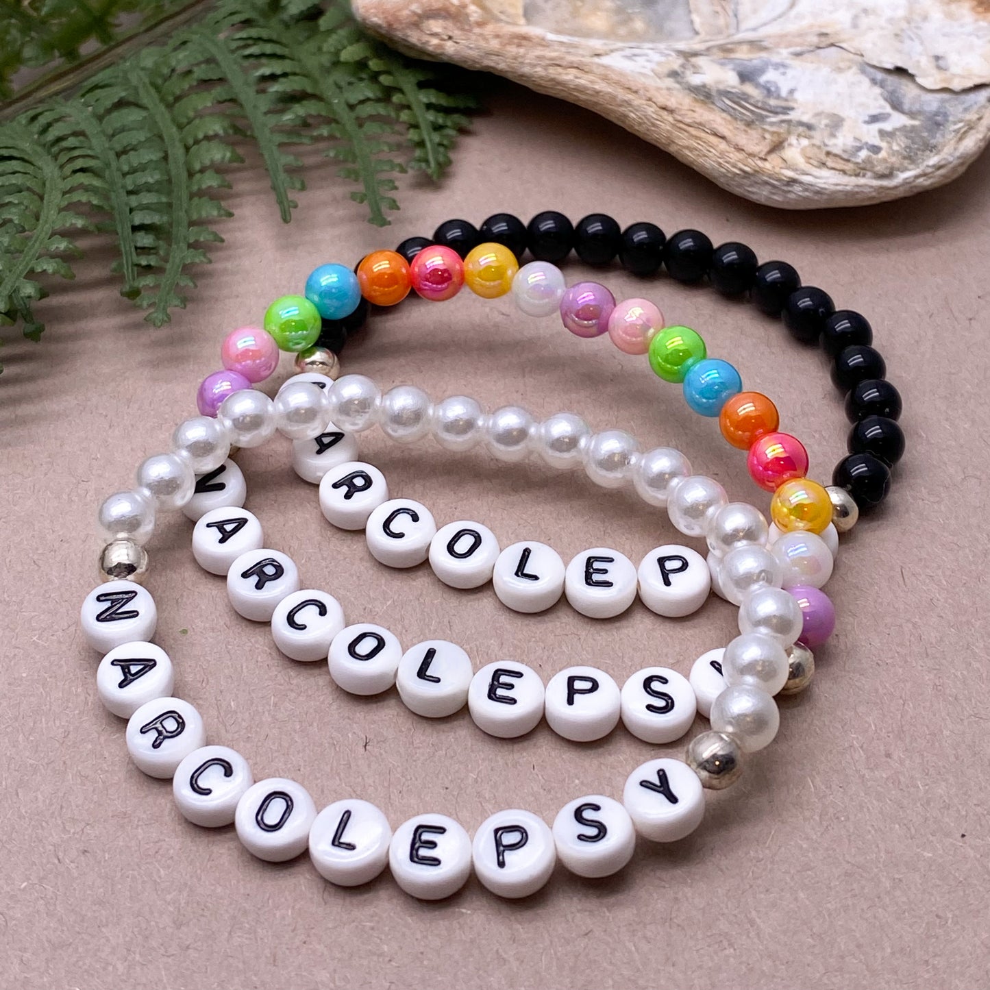 NARCOLEPSY Medical Alert Bracelet - Acrylic Letter Beads