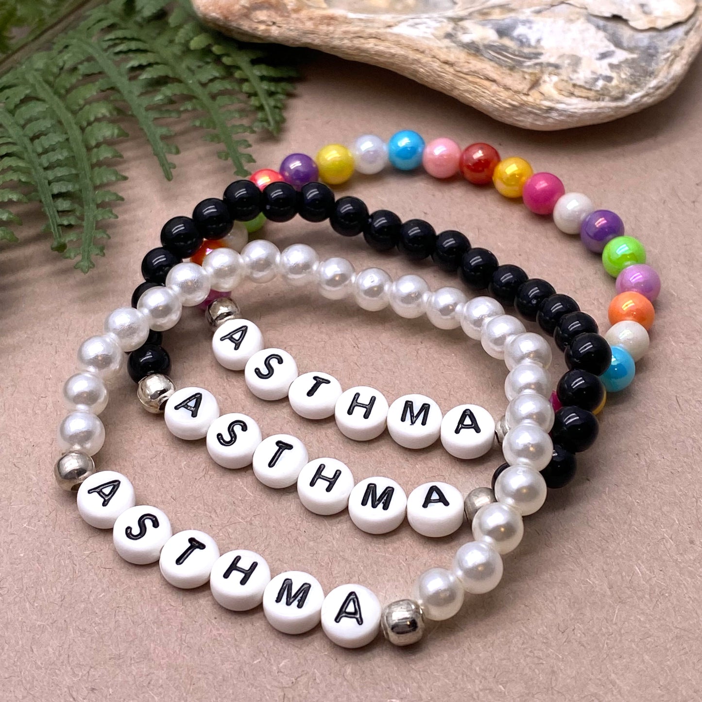 ASTHMA Medical Alert Bracelet - Acrylic Letter Beads