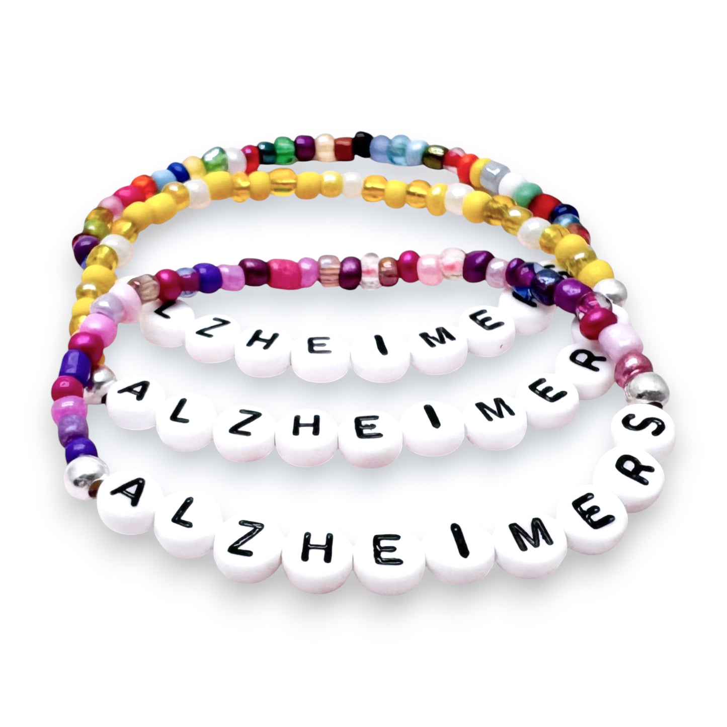 ALZHEIMERS Medical Alert Bracelet - Glass Seed Beads
