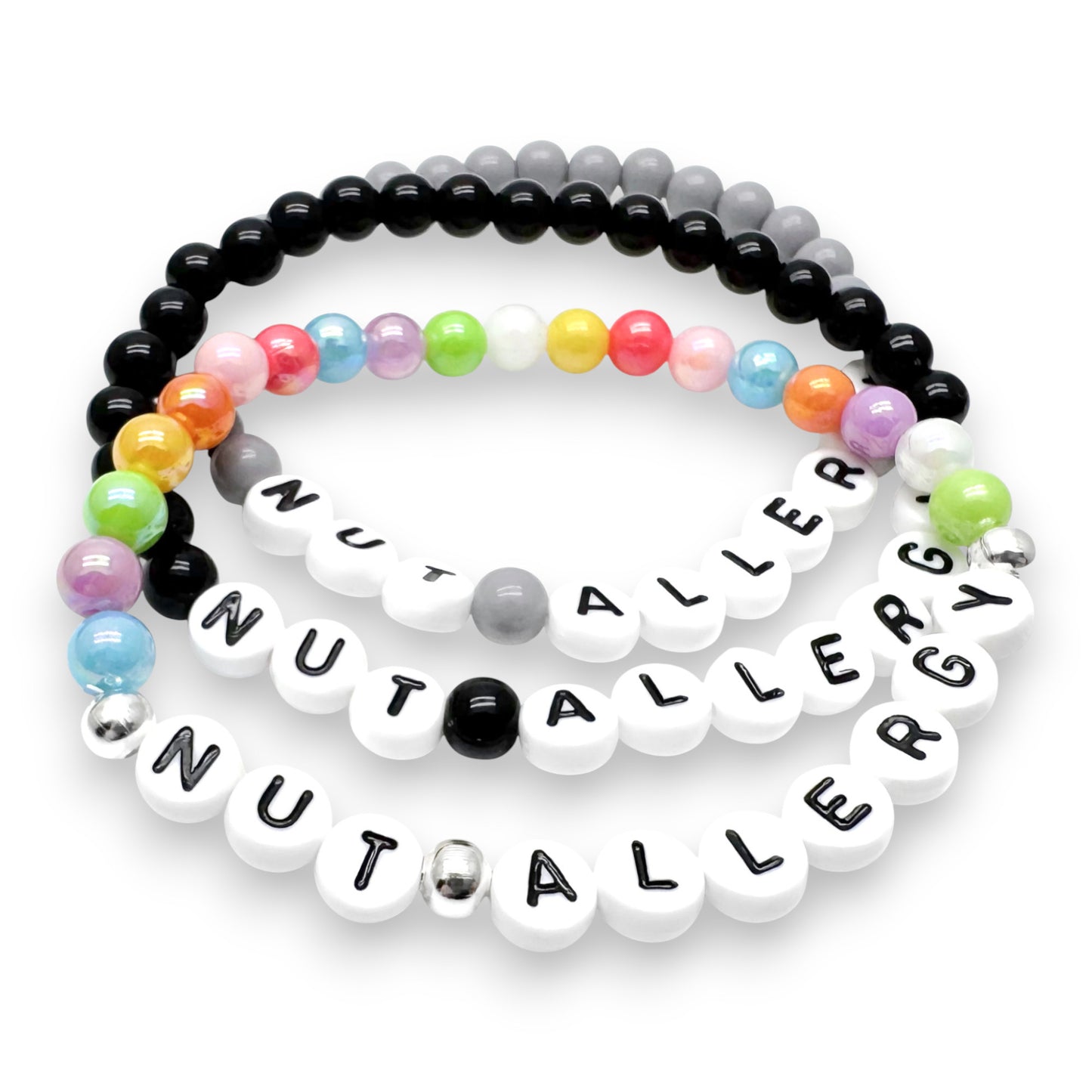 NUT ALLERGY Medical Alert Bracelet - Acrylic Letter Beads