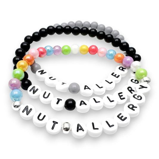 NUT ALLERGY Medical Alert Bracelet - Acrylic Letter Beads