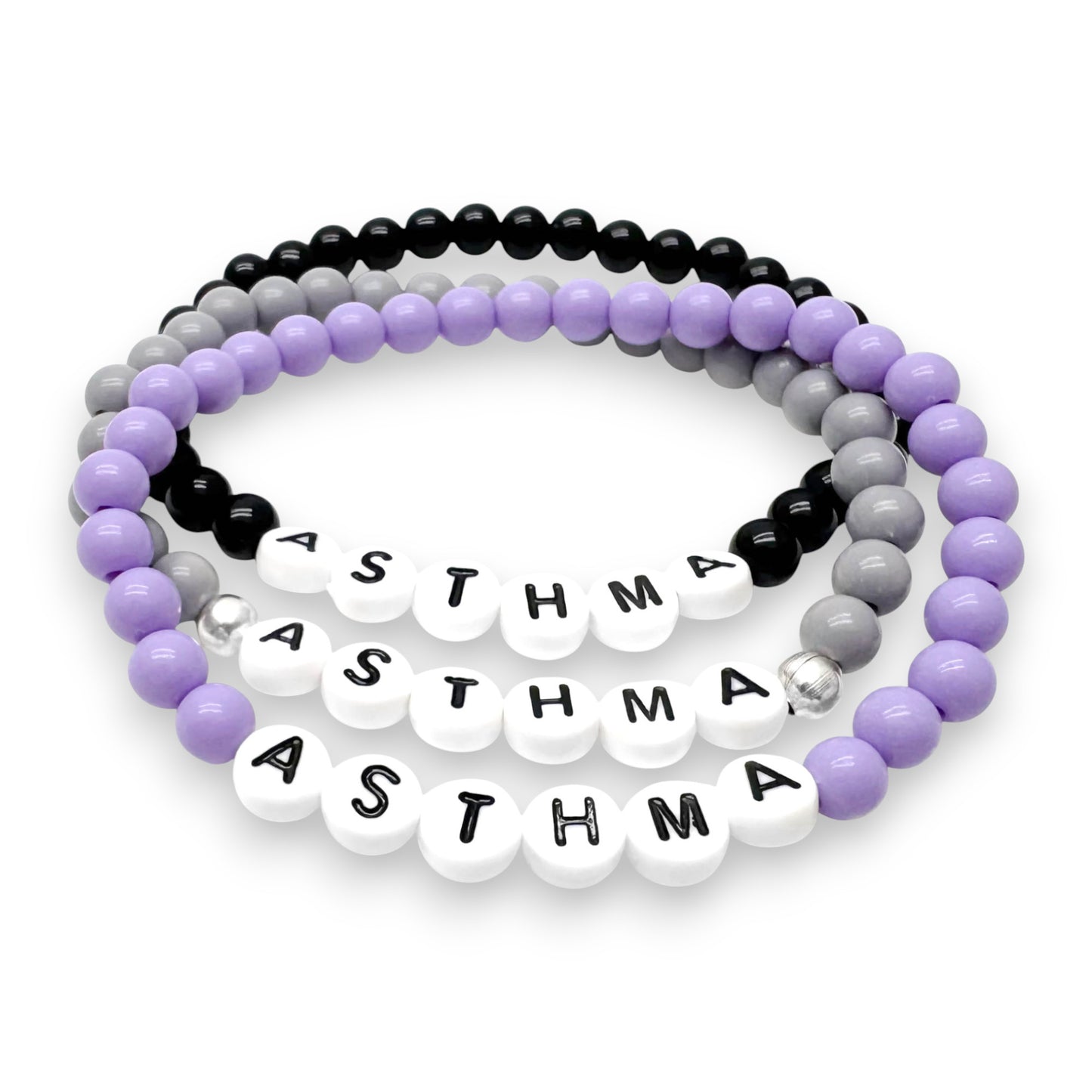ASTHMA Medical Alert Bracelet - Acrylic Letter Beads