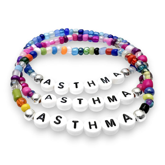ASTHMA Medical Alert Bracelet - Glass Seed Beads