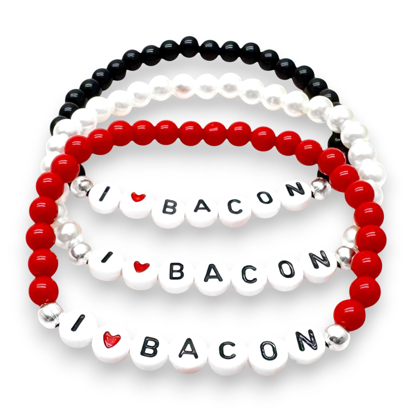 I LOVE BACON Message Bracelet - Acrylic Letter Beads