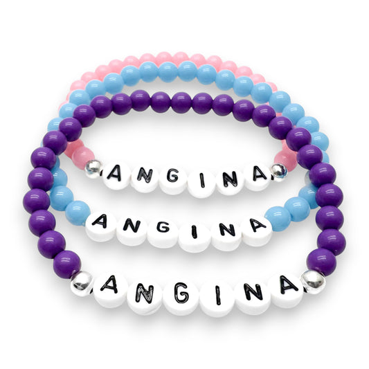 ANGINA Medical Alert Bracelet - Acrylic Letter Beads