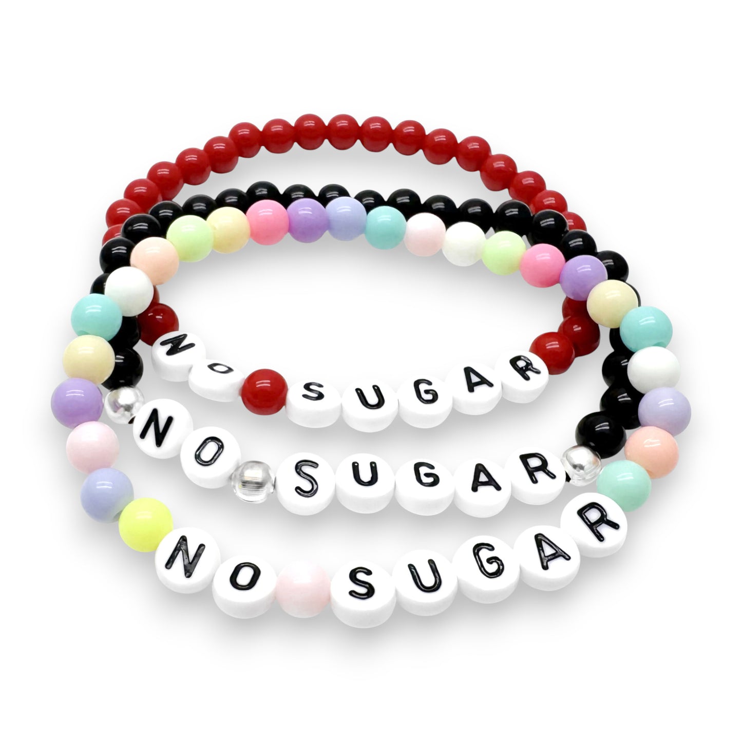 NO SUGAR Medical Alert Bracelet - Acrylic Letter Beads