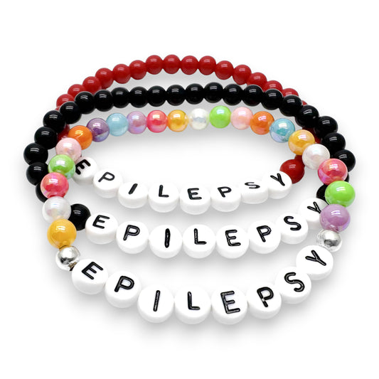 EPILEPSY Medical Alert Bracelet - Acrylic Letter Beads