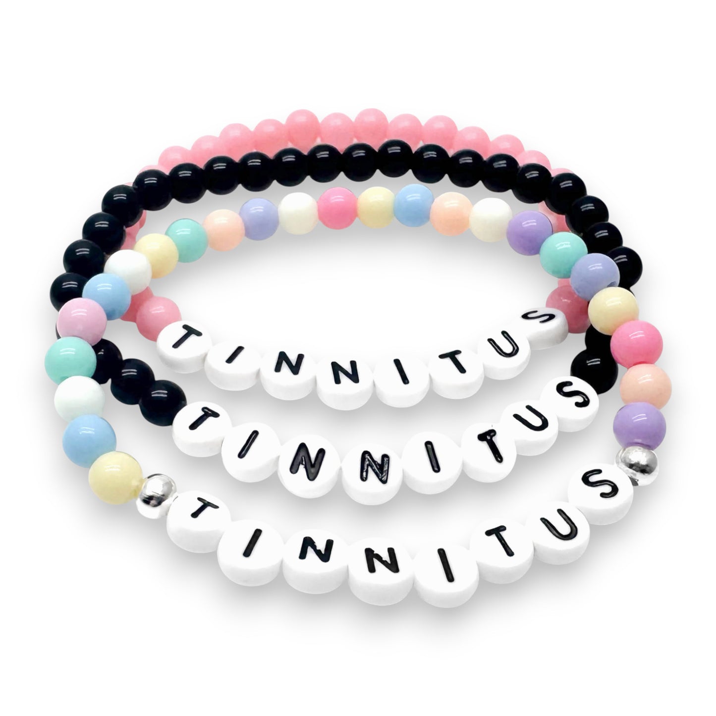 TINNITUS Medical Alert Bracelet - Acrylic Letter Beads