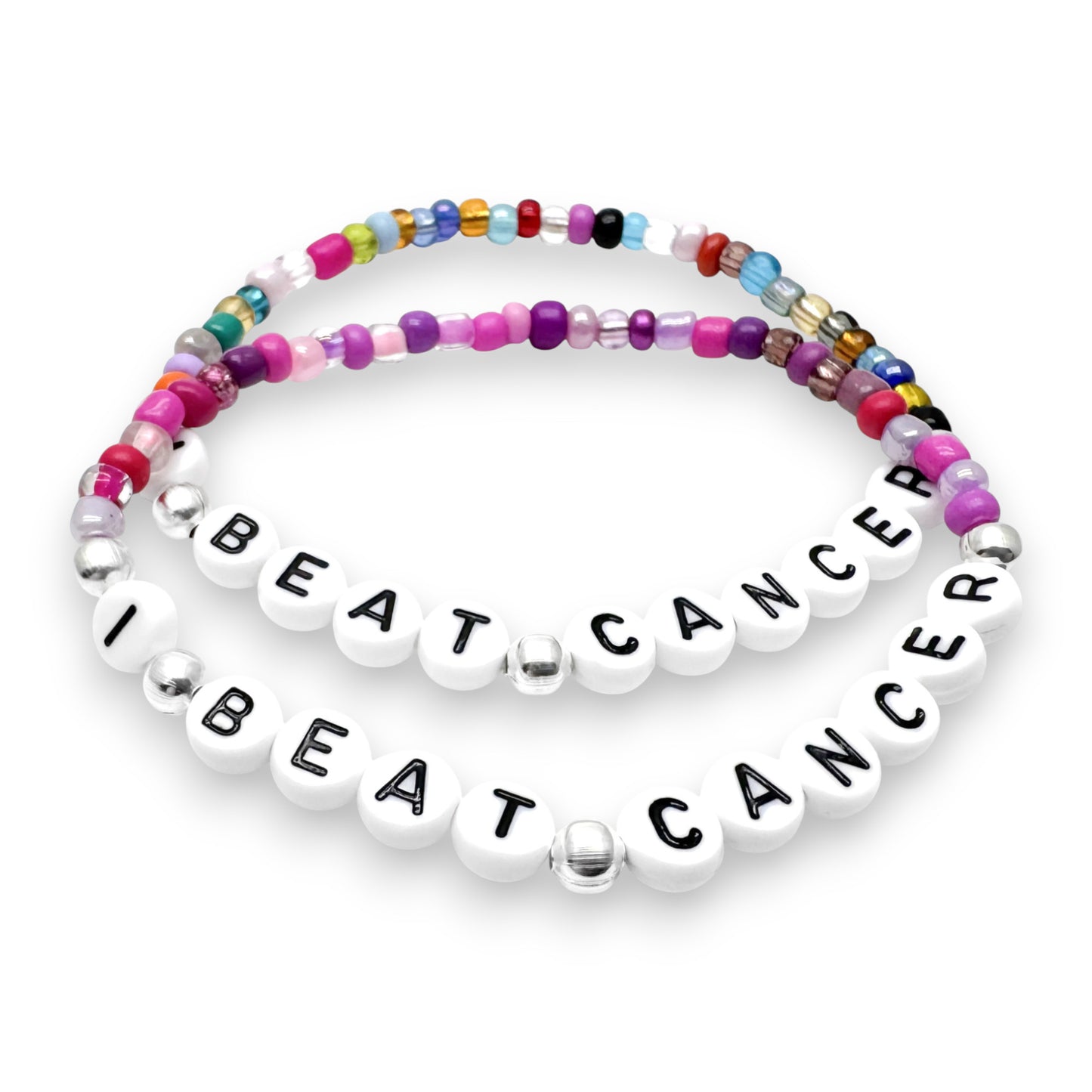 I BEAT CANCER Awareness Bracelet - Glass Seed Beads