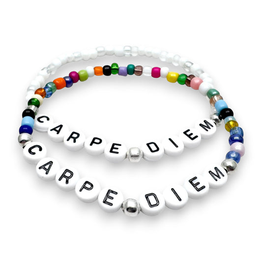 CARPE DIEM Inspirational Bracelet - Glass Seed Beads