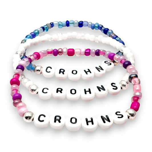 CROHNS Medical Alert Bracelet - Glass Seed Beads
