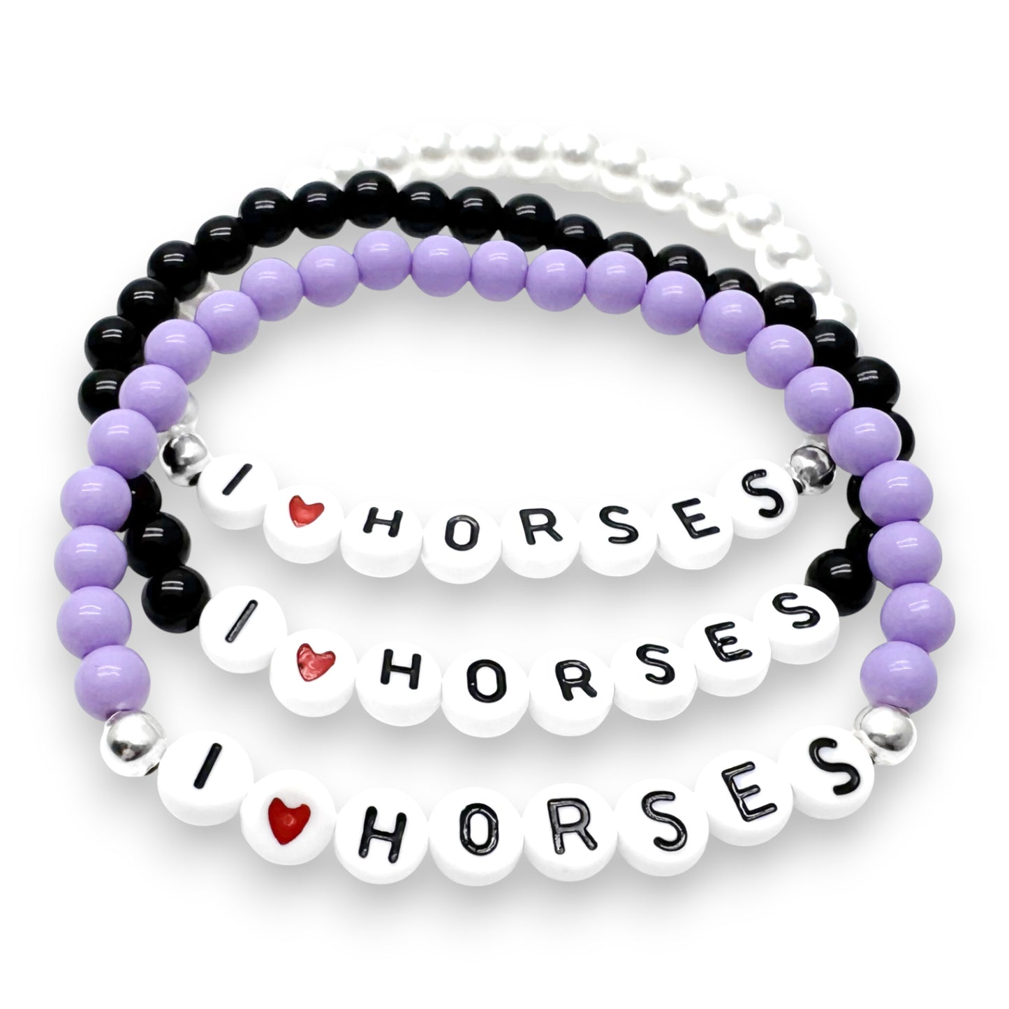I LOVE HORSES Message Bracelet - Acrylic Letter Beads