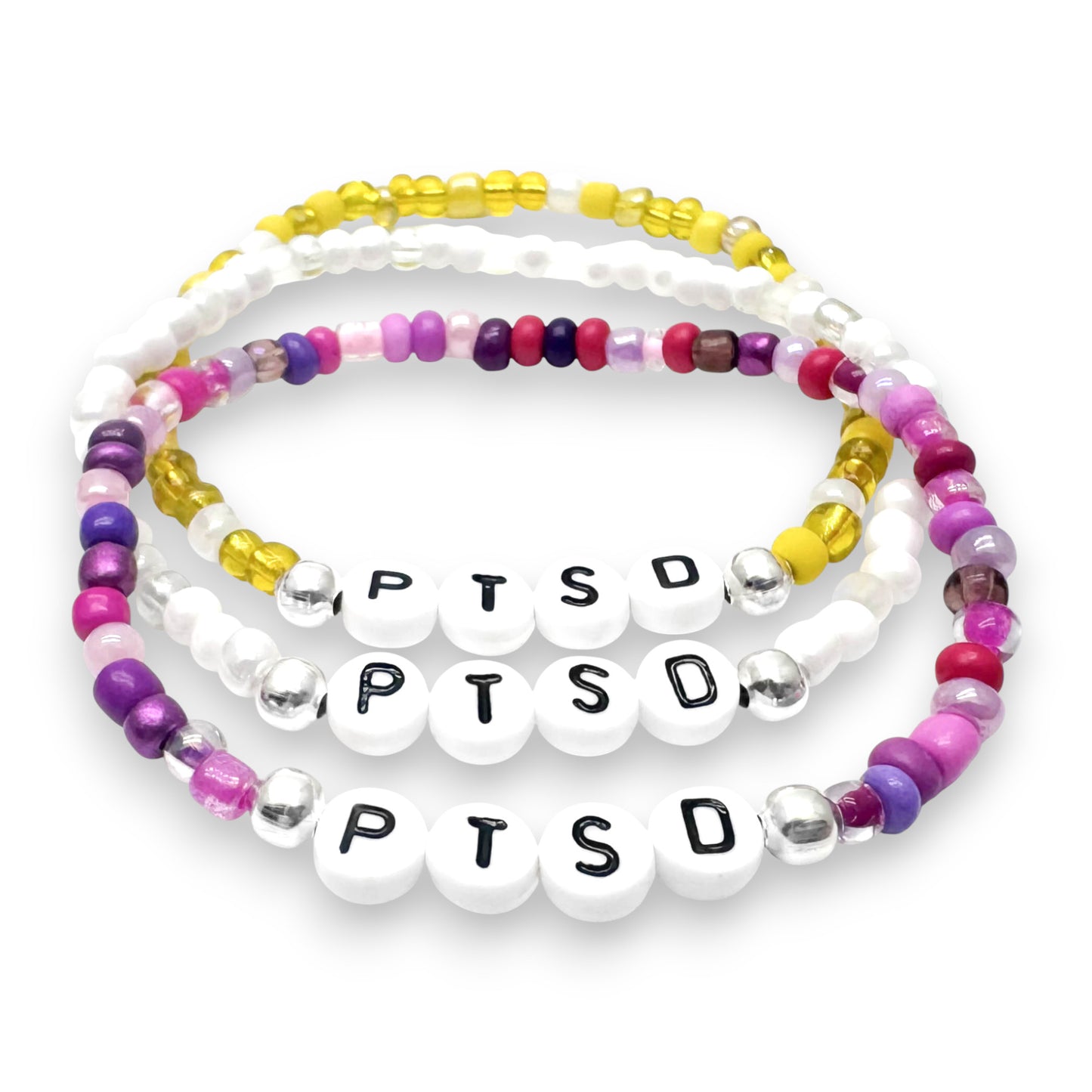 PTSD Medical Alert Bracelet - Glass Seed Beads