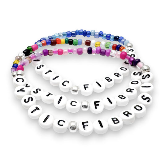 CYSTIC FIBROSIS Medical Alert Bracelet - Glass Seed Beads