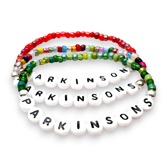 PARKINSONS Medical Alert Bracelet - Glass Seed Beads