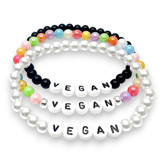 VEGAN Awareness Bracelet - Acrylic Letter Beads