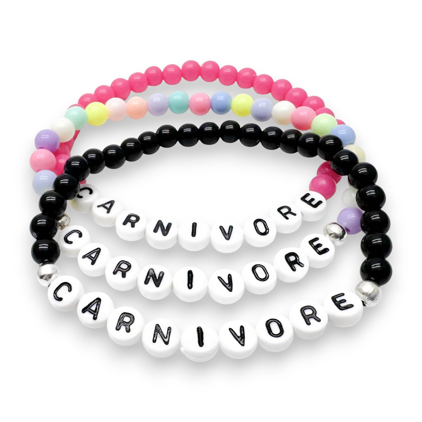 CARNIVORE Awareness Bracelet - Acrylic Letter Beads