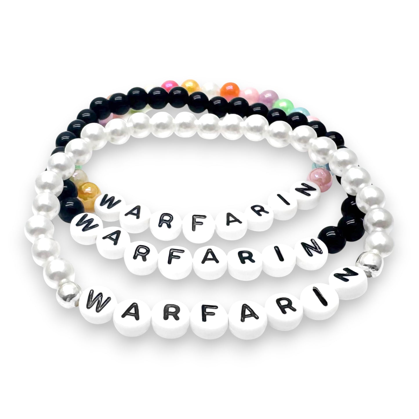 WARFARIN Medical Alert Bracelet - Acrylic Letter Beads