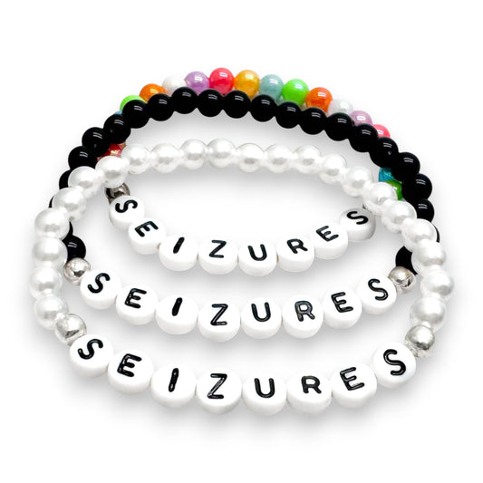SEIZURES Medical Alert Bracelet - Acrylic Letter Beads