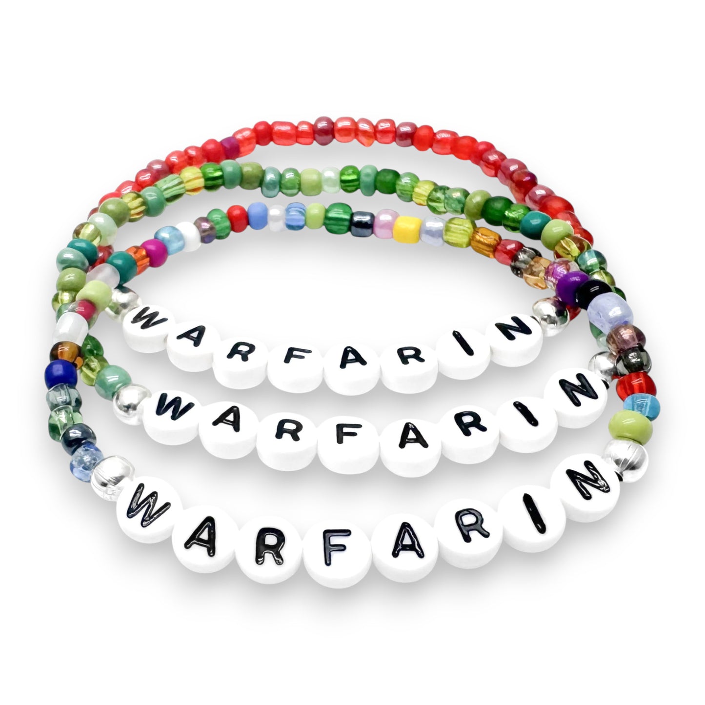 WARFARIN Medical Alert Bracelet - Glass Seed Beads