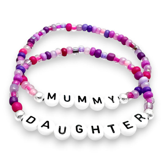 MUMMY and DAUGHTER Bracelet Set - Glass Seed Beads