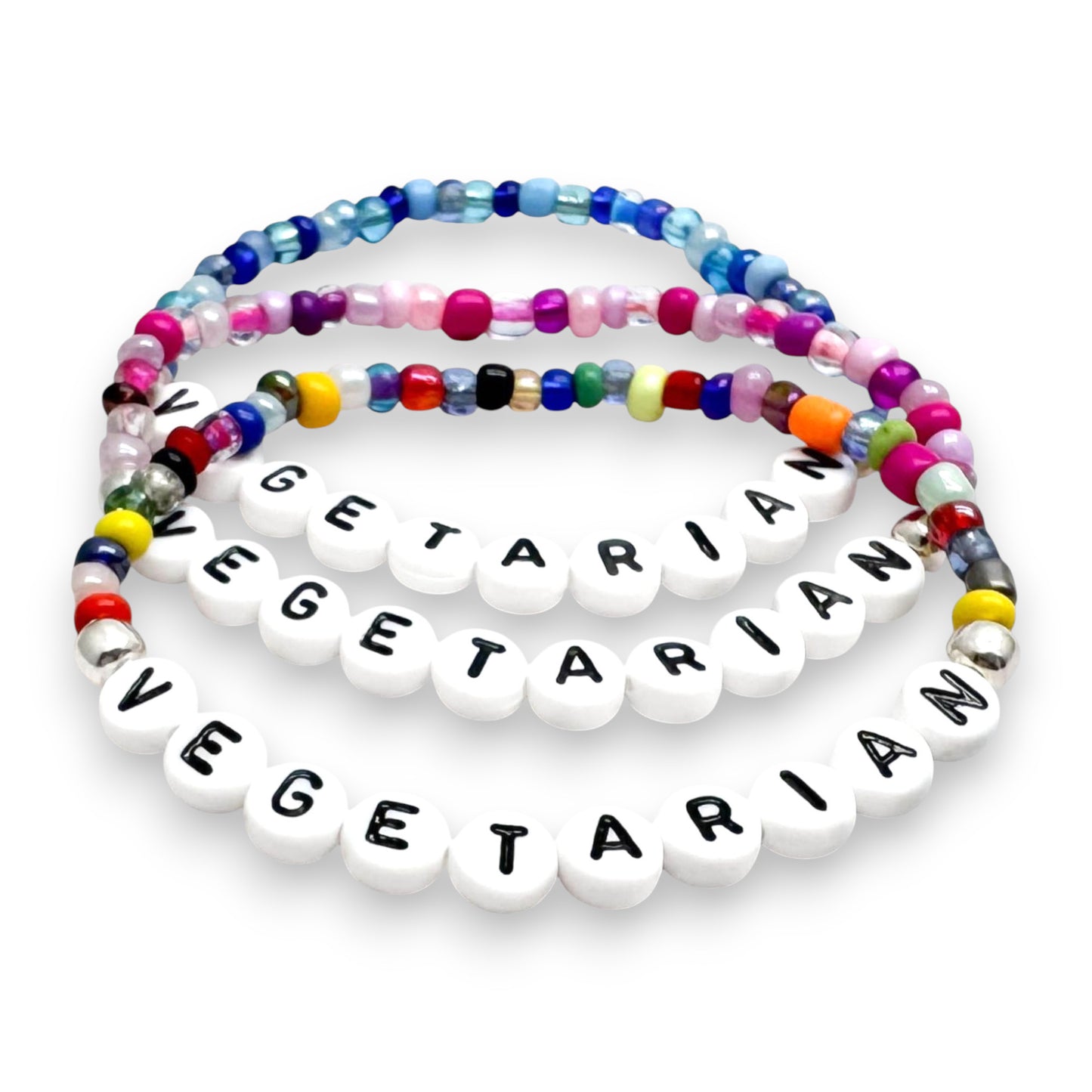 VEGETARIAN Awareness Bracelet - Glass Seed Beads