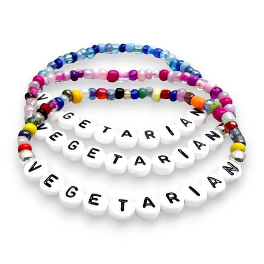 VEGETARIAN Awareness Bracelet - Glass Seed Beads