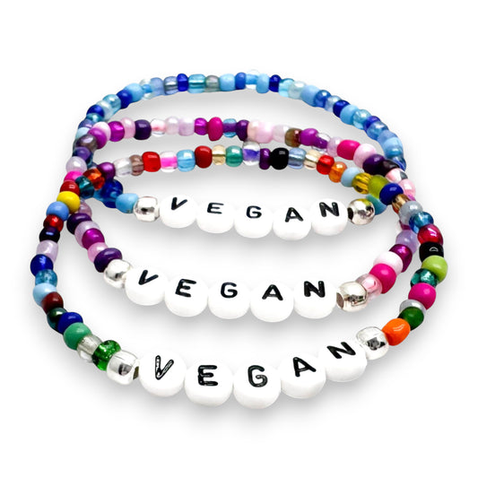 VEGAN Awareness Bracelet - Glass Seed Beads
