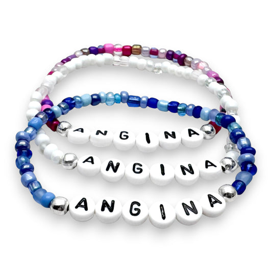 ANGINA Medical Alert Bracelet - Glass Seed Beads