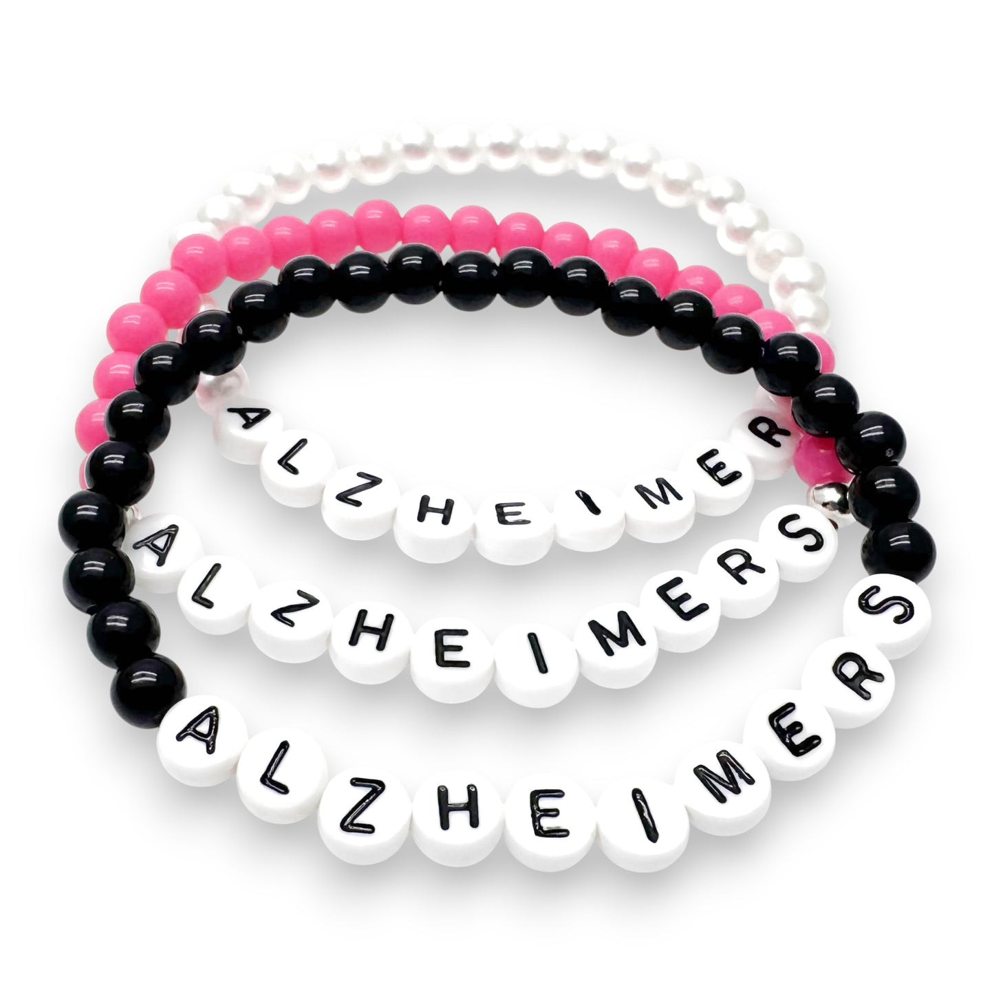 ALZHEIMERS Medical Alert Bracelet - Acrylic Letter Beads