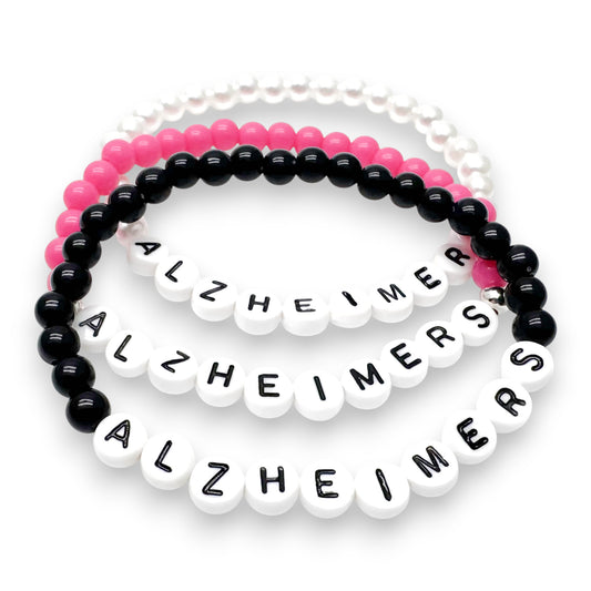 ALZHEIMERS Medical Alert Bracelet - Acrylic Letter Beads